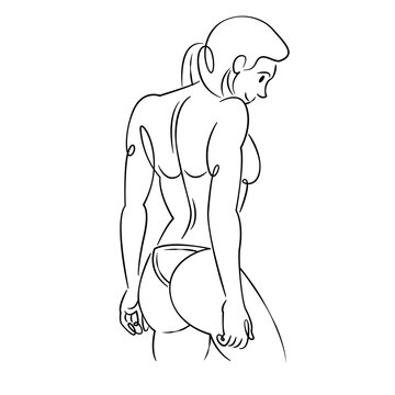recommend clip art: Young woman with long hair in a bikini.