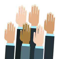 hands up vote, flat style, design for web, logo and mobile app, isolated vector illustration.