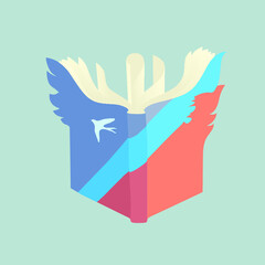 Book with wings instead of pages, design for web, logo and mobile app, isolated abstract vector illustration.