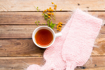 herbal healthy drinks hot lemon tea for health care cough sore with flowers  ,candlelight and...