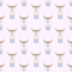Seamless pattern with a deer on a pink background. Cute pattern for baby