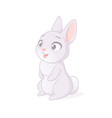 Cute bunny cartoon character. Vector illustration on white background.