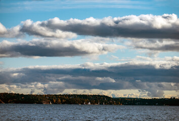 clouds and sailinboats over the sea, nacka, stockhom, sverige, sweden