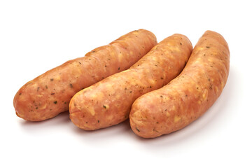 German bratwurst sausages, isolated on white background