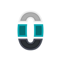 Fototapeta premium Number 0 vector font alphabet, modern dynamic design. Black, irish blue, white color. For; design elements; logo, creative poster, corporate identity, application etc.