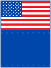 American flag on a blue background with an empty space for your text.