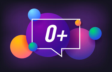 Limited adult content. Age restriction for children. Zero plus in design banner. vector template for web, print