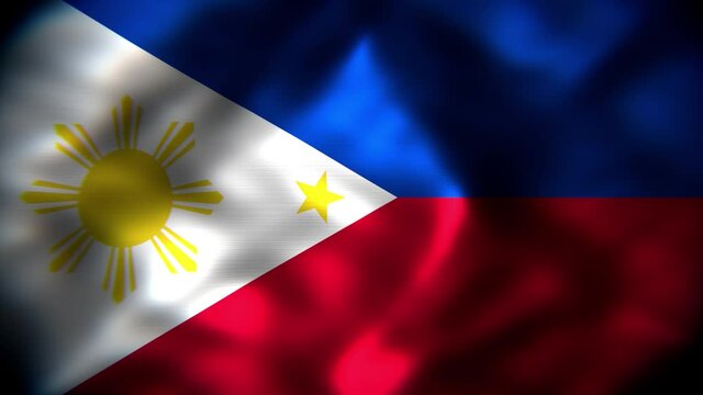 Realistic dark looping 3D animation of the national flag of the Philippines rendered in UHD