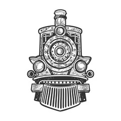 Steam locomotive sketch raster illustration