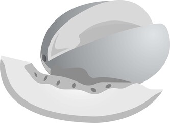 Yellow oval melon with a cut piece.