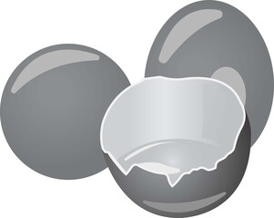 Three brown eggs with yolk.