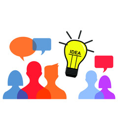 people and light bulb idea, creative, discussion