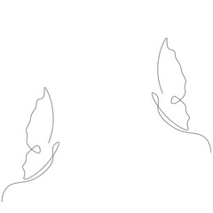 Butterfly flying line drawing. Vector illustration