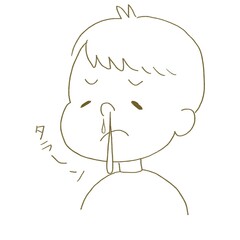 風邪を引いた男の子