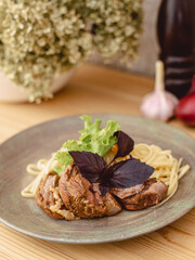 pasta and meat