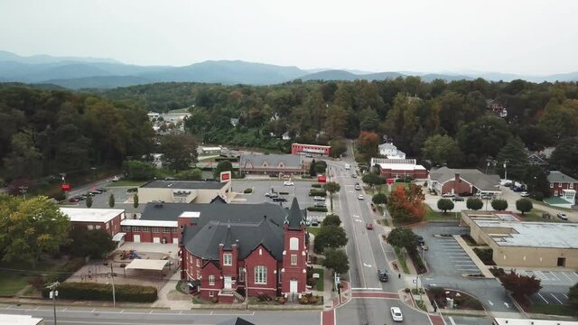 Marion NC, Marion North Carolina Aerial With Church In Background