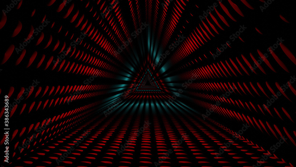 Aufkleber 3d illustration graphic of the abstract dark colorful tunnel in space. energy force fields tunnel in