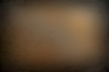 Dark gold metal smooth grunge wall surface. Shabby textured background decorated black vignette.