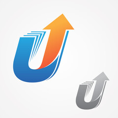 U letter for your best business symbol with arrow