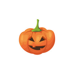 Halloween scary pumpkin. Cartoon vector spooky creepy pumpkin illustration.