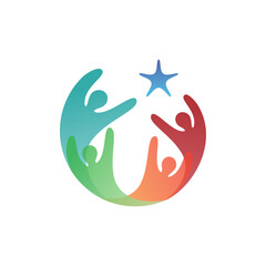 Colorful vector human icon symbol with star