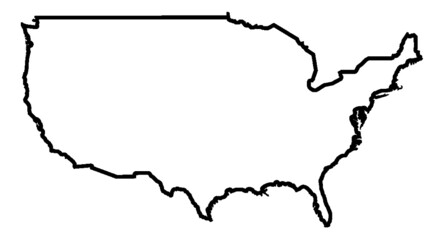 Map contour of Unided States of America (US, USA, SUA)	