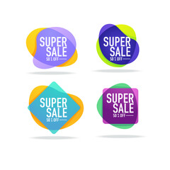 super sale, vector collection of bright discount bubble tags, banners and stickers
