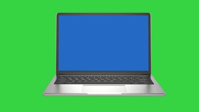3d rendering blank screen computer notebook on green screen 4k footage