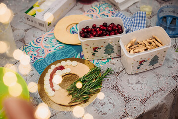 Christmas edible table decor,for cake decoration. Christmas holiday atmosphere.
