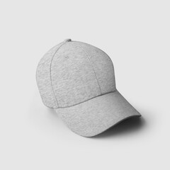 Headgear mockup for sun protection, gray heather cap, isolated on background.