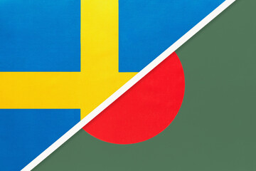 Sweden and Bangladesh, symbol of national flags from textile.