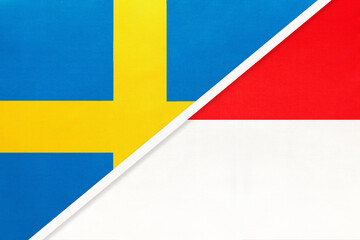 Sweden and Indonesia, symbol of national flags from textile.