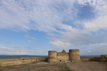 Fototapeta na wymiar ancient stone knight's fortress, Belgrod-Dnestrovsky