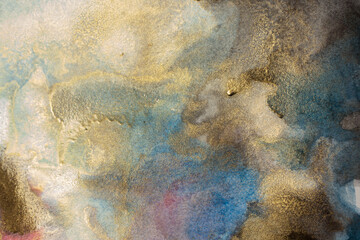 chic, luxurious Colorful background with divorces and gold. marble imitation, acrylic paint, handmade. Silver, bronze, gold, gilding