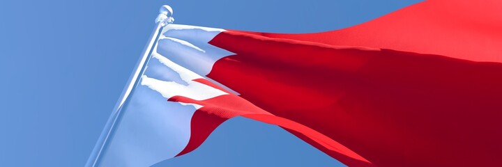 3D rendering of the national flag of Bahrain waving in the wind