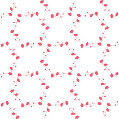 Seamless pattern with bright pink flowers on white background. Vector image.