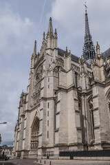 Fragment of Amiens Gothic Cathedral (Basilique Cathedrale Notre-Dame d'Amiens, 1220 - 1288)....