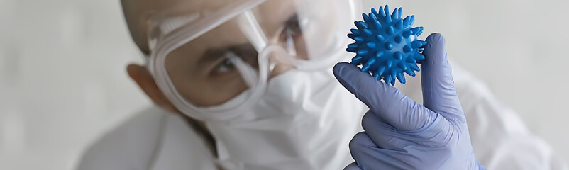 doctor coronavirus test, concept virus, epidemic, imitation laboratory bio hazard