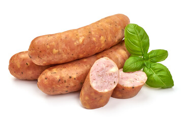 Bavarian sausages, isolated on white background
