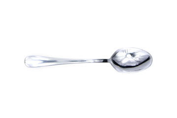 Silver spoon isolated on white background.