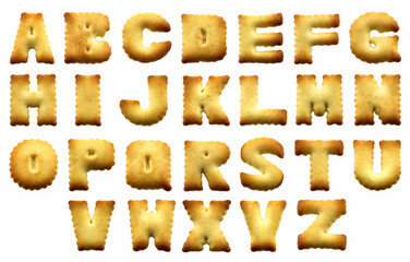 Cookies A-Z letters isolated on white background.