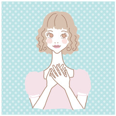 緊張しているかわいい女の子