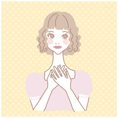 緊張しているかわいい女の子