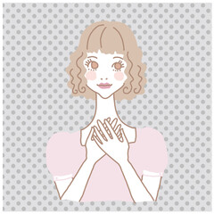 緊張しているかわいい女の子