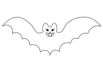 Bat. Sketch. Vector illustration. Coloring book for children. Outline on an isolated white background. Doodle style. Halloween symbol. Carrier of dangerous infections. Vampire animal. A blood-sucking 