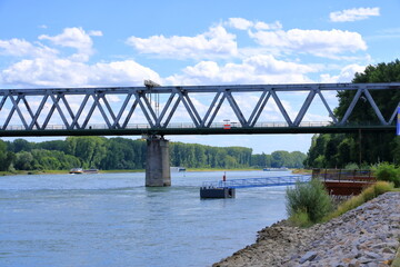 Inland shipping transport on the rhine river near germersheim