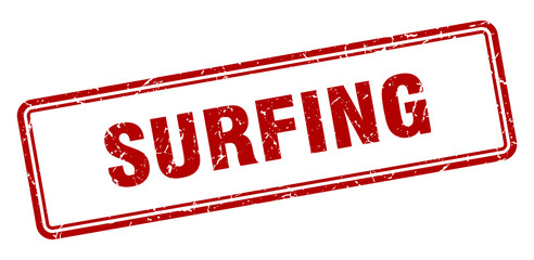 surfing stamp. square grunge sign on white background