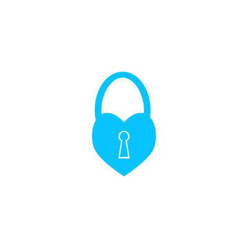 Heart Pad Lock Icon Flat.