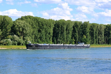 Inland shipping transport on the rhine river near germersheim