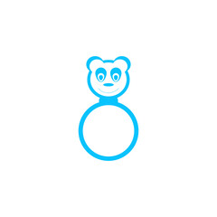 Panda rattle icon flat.
